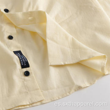 Camisa clásica teñida de manga larga de Goose Yellow para hombre